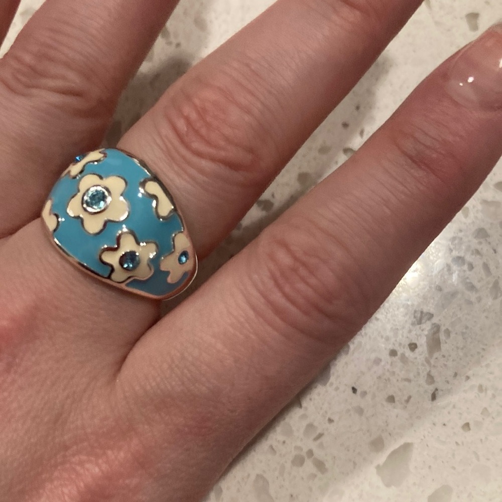 Silver plated art deco ring
